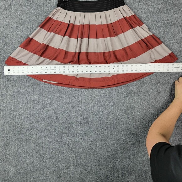 Anthropologie COREY LYNN CALTER Red & Gray Stripe Lined Skirt Pockets SIZE 0 - Picture 10 of 12